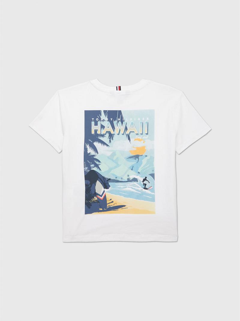 Fiú Tommy Hilfiger Hawaii Póló Fehér | HU 2260OKI